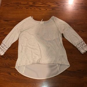 cream blouse with shear back